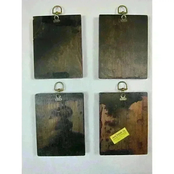 Vintage Hummel Children Wood Wall Plaques Handcrafted Pine Wood Frames Lot of 4 - Picture 3 of 12